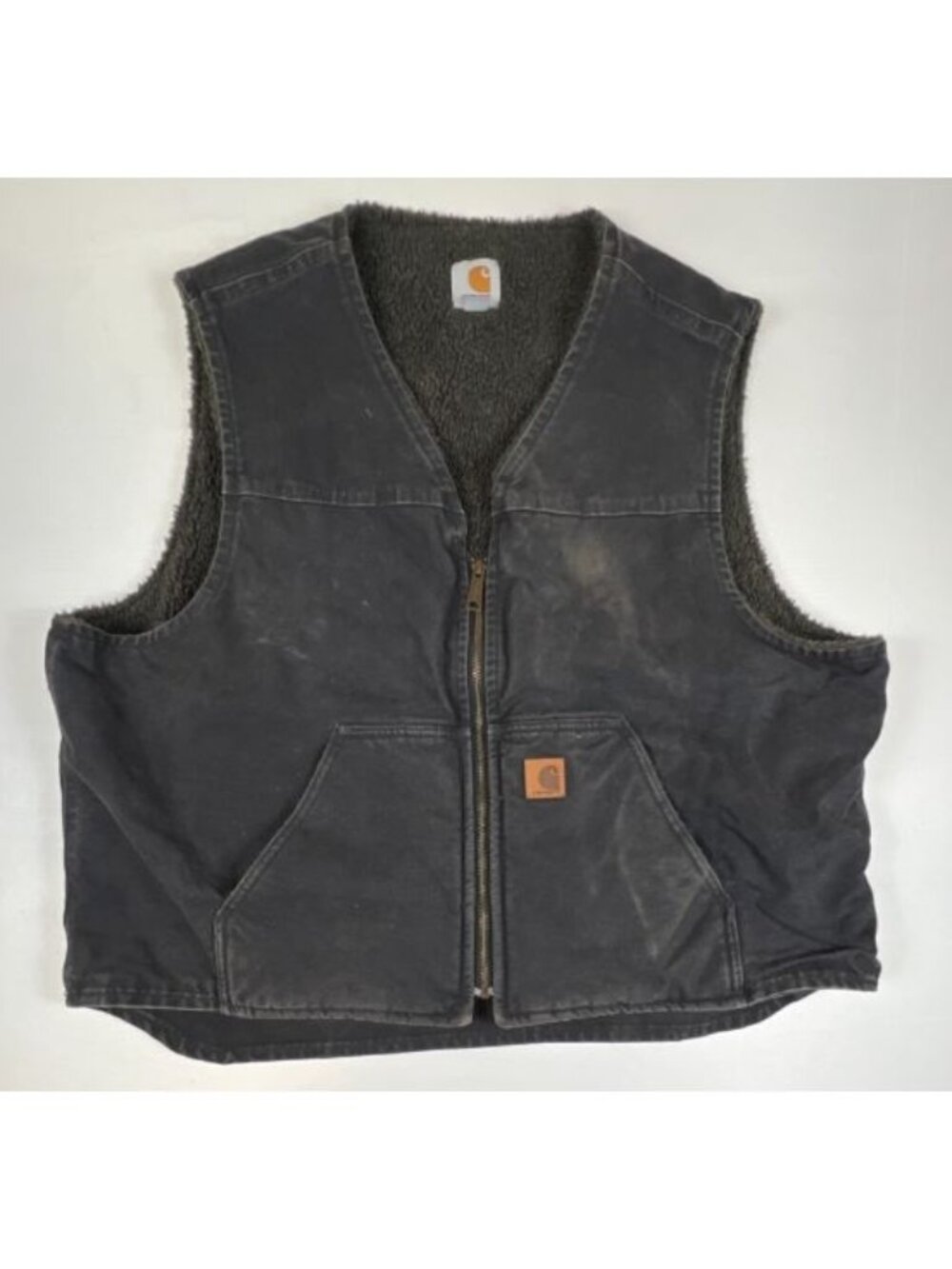 Carhartt Mens 2XL V26-BLK Sherpa Lined Black Vest Canvas Workwear